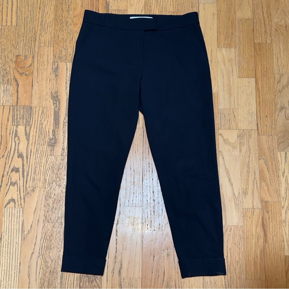 VERONICA BEARD Wool Blend Trouser Cropped Cuff Ankle Pants Navy size 6